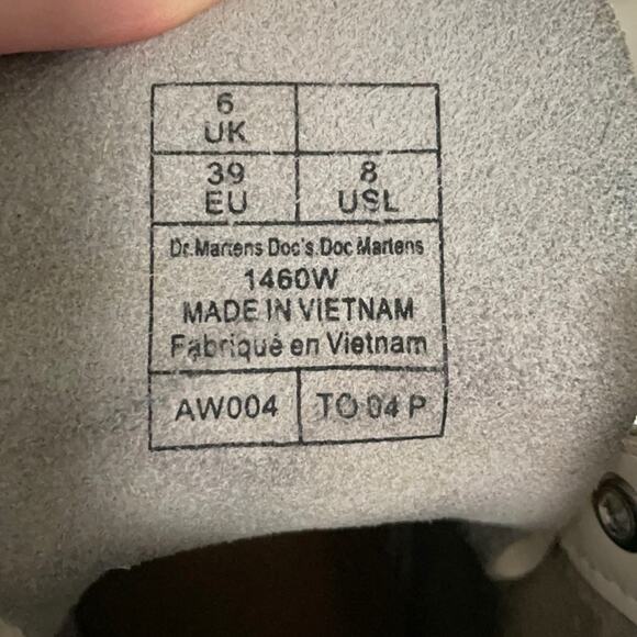 Dr Martens 1460W Patent Lamper White Combat Boots Women's Size 8 US / 6 UK - Picture 10 of 16